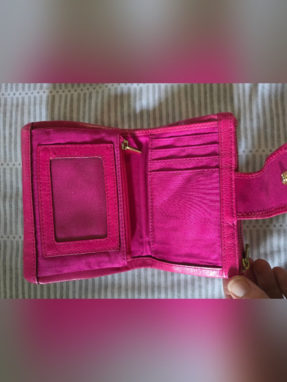 Fossil Fuscha Pink Leather Compact Wallet - Picture 4 of 8